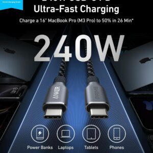 کابل انکر Anker Nano USB-C to USB-C Cable 240W طول ۱۸۰سانتی متر مدل A88E2