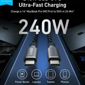 کابل شارژ انکر USB-C به USB-C مدل A88E2 به طول 1.8 متر